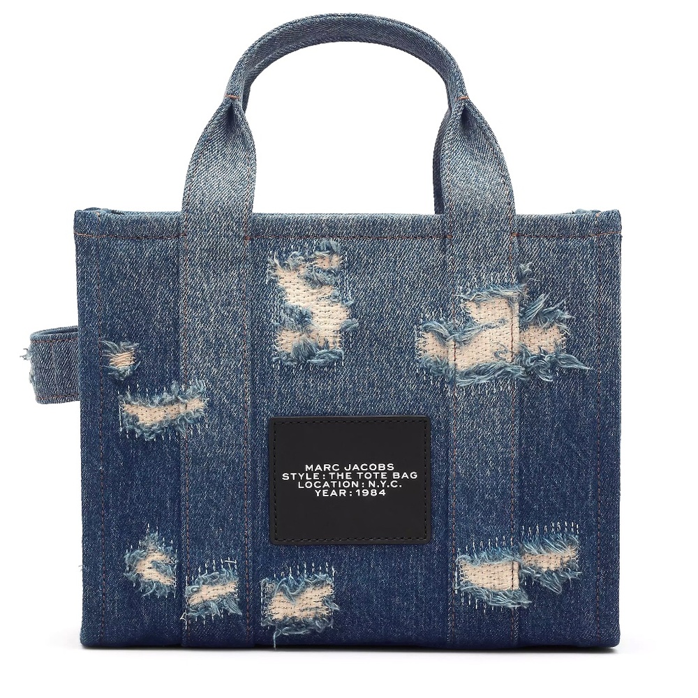 Marc Jacobs The Rip & Repair Denim Small Tote Bag - Punk Indigo - Picture 2 of 10